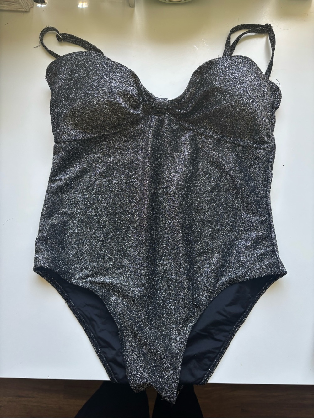 Betsey Johnson Shimmery Gunmetal One-Piece swimsuit sparkly
